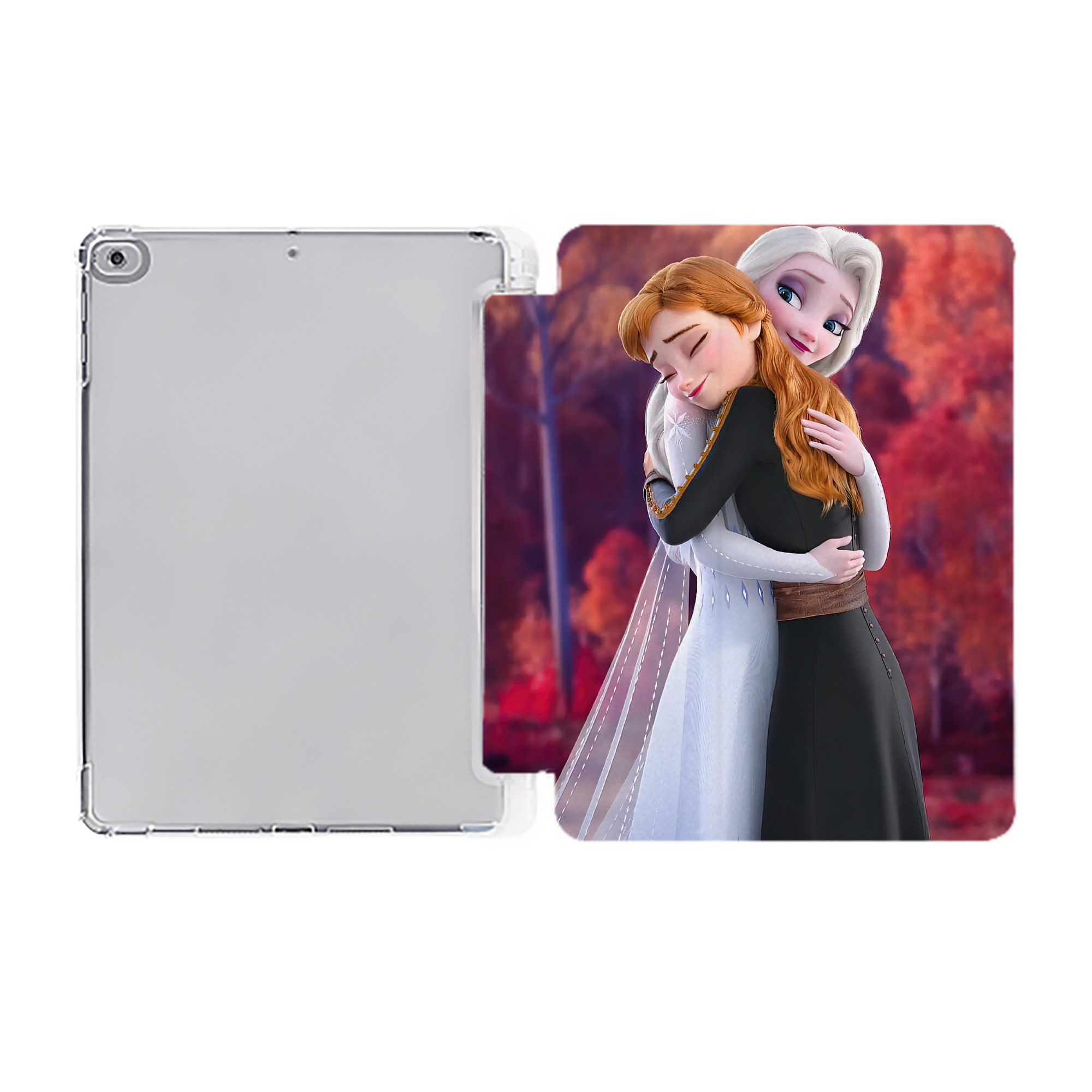 （画像用） アナと雪の女王 アンナ エルサ Frozen Anna Elsa IPad ケース ペン収納付き 三つ折りスタンド PUレザー×シリコン 対応機種9.5/10.5/10.9インチ